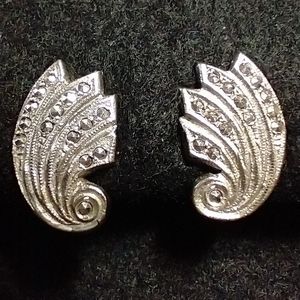 Sterling and marcasite screw back earrings